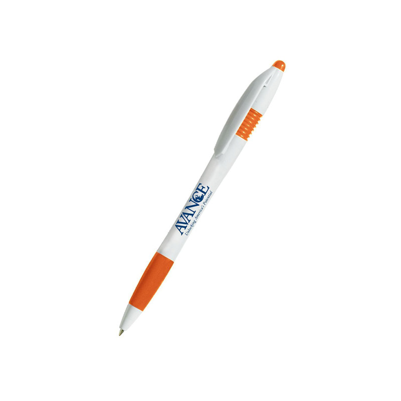 White Clicker Pen with Soft Grip