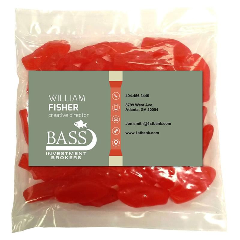 Business Card Magnet w/Large Bag of Swedish Fish