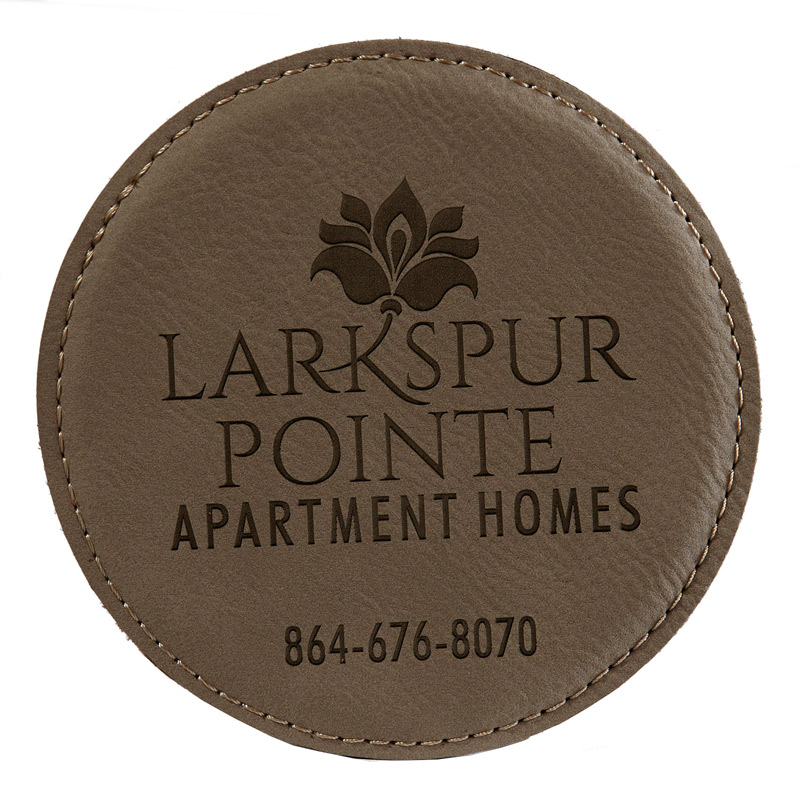 6 Piece Round Leatherette Coaster Set