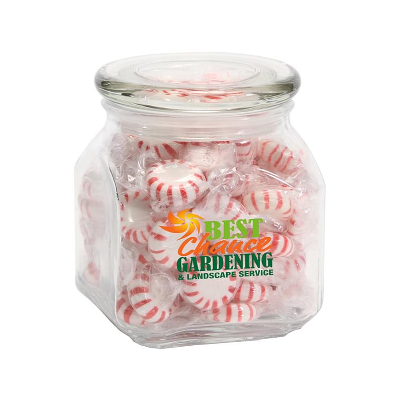 Striped Peppermints in Medium Glass Jar