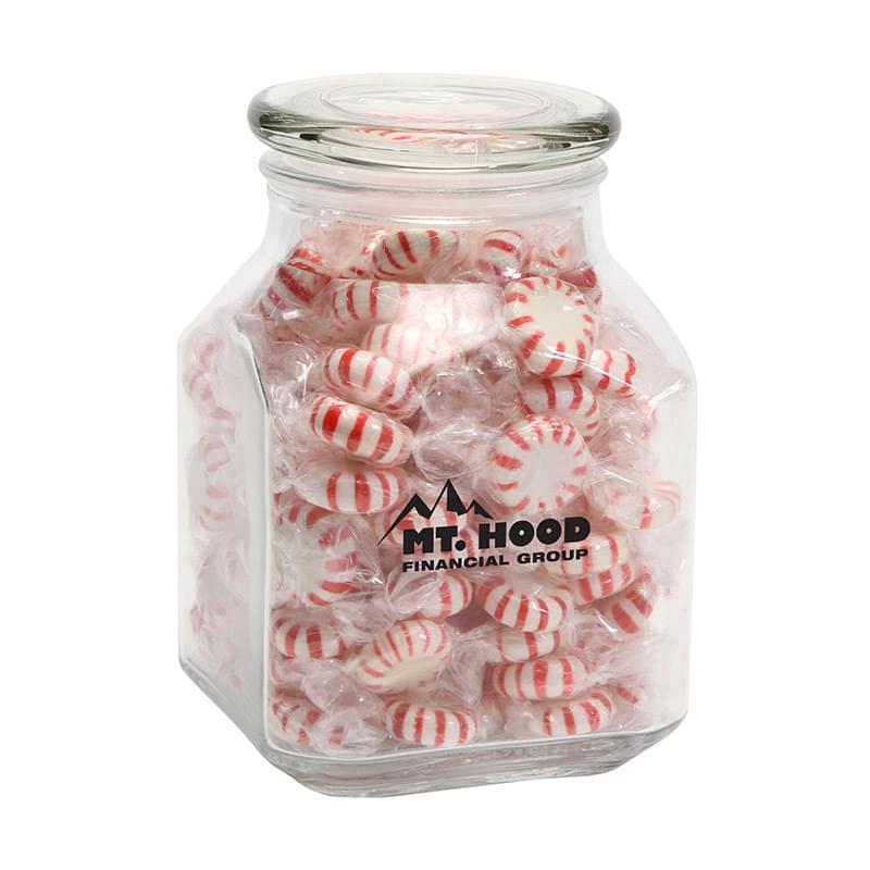 Striped Peppermints in Large Glass Jar