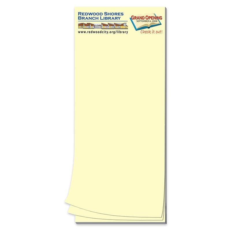 Paper Note Pad 3 1/2 x 8 1/2, 25 pages w/mag 4CP