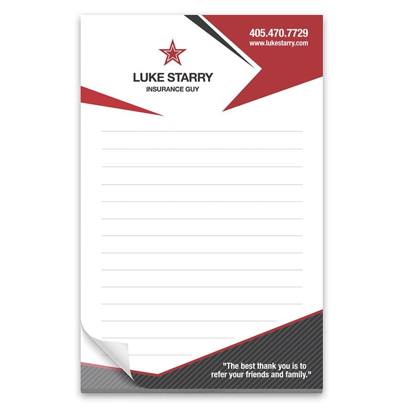 25 Page 5-1/2 x 8-1/2 Paper Note Pad w/ Magnet 4CP