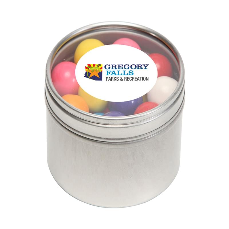 Gum Balls in Small Round Window Tin