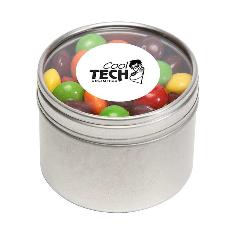 Skittles in Small Round Window Tin