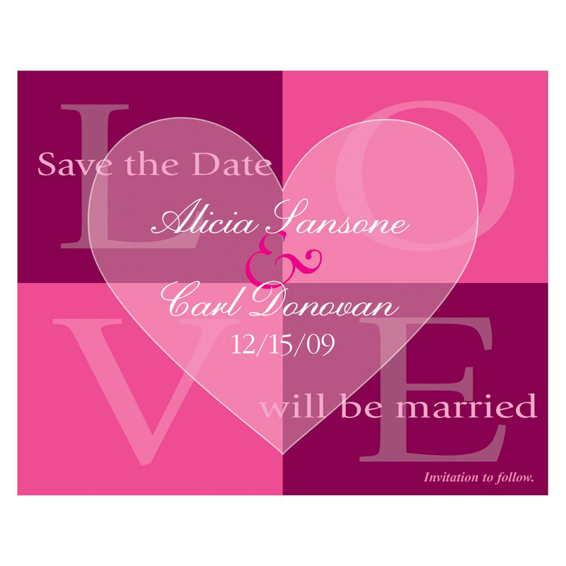 Pink Quadrant Save the Date Magnet