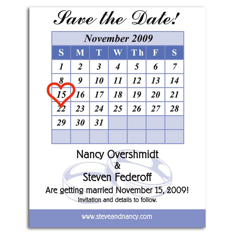 Calendar Save the Date Magnet