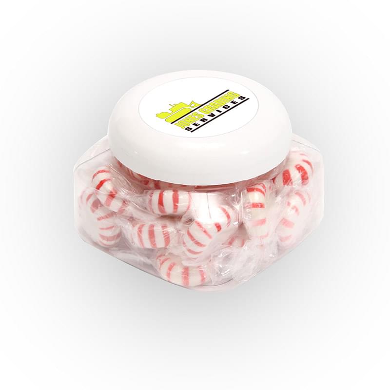 Striped Peppermints in Lg Snack Canister