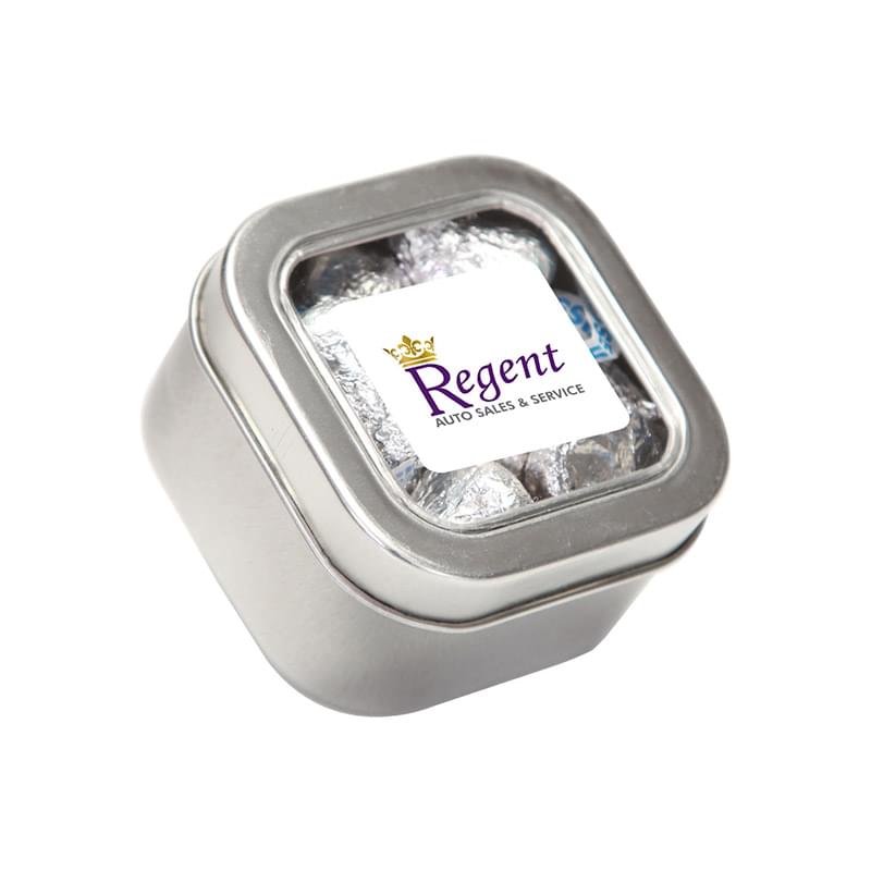 Hershey kisses in Small Square Window Tin