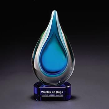 Fusion Art Glass Award w/ Blue Base