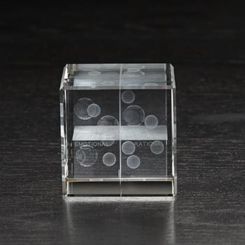 Medium Flat Cube 3D Crystal Award