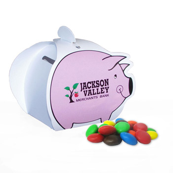 Piggy Paper Bank with Mini Bag of M&Ms